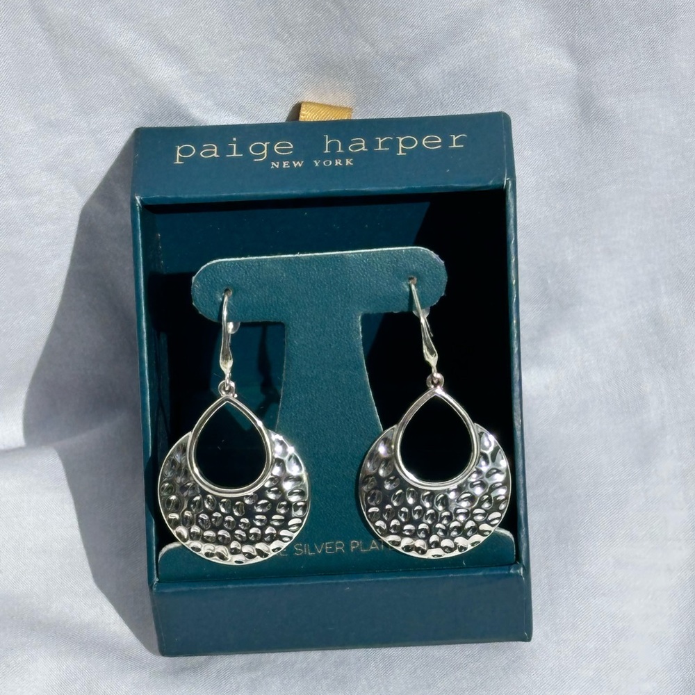 Paige Harper NY Fine Silver Plated Drop Earrings New in Box - Western, Indie